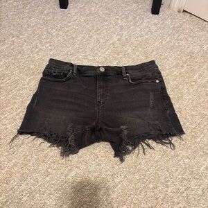 Hudson Jeans Black Frayed Denim Shorts